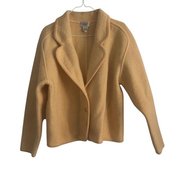 Carroll Reed 100% Wool Yellow Women’s Button-Up Sweater Suit Jacket-size XL - Picture 4 of 8